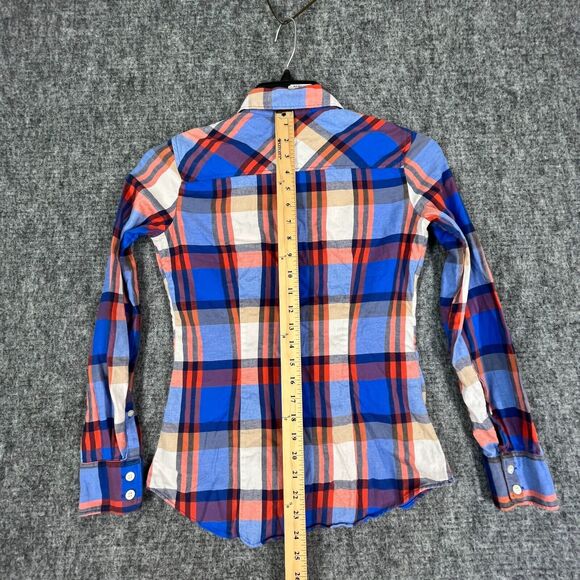 J Crew Shirt Womens XXS Perfect Fit Plaid Twill Cotton Button Down Long Sleeve - Picture 9 of 11